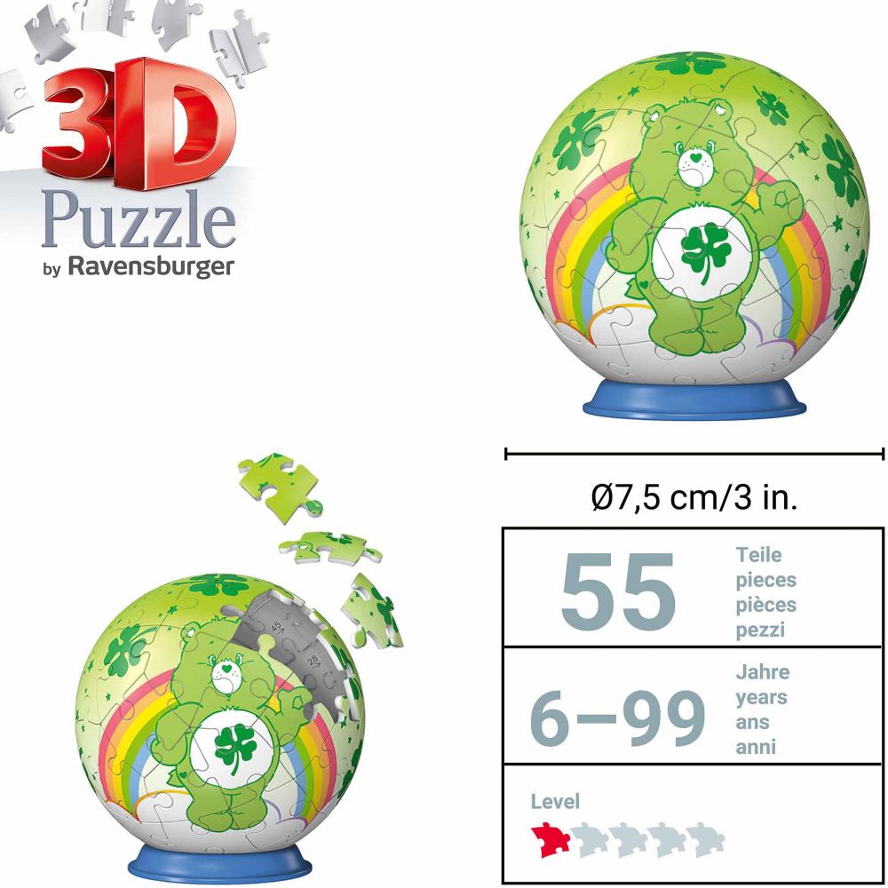 54 Teile Ravensburger 3D Puzzle-Ball Care Bears Good Luck Bear 12008073