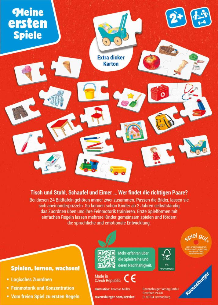 Ravensburger Kinderspiel Meine ersten Spiele Legespiel Was passt zusammen? 12010012