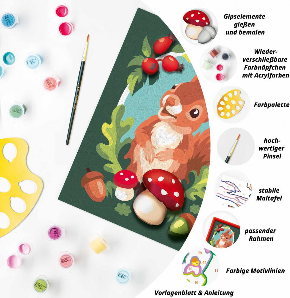 Ravensburger Malen nach Zahlen CREART mit Gips gießen Liebes Eichhörnchen 12023068