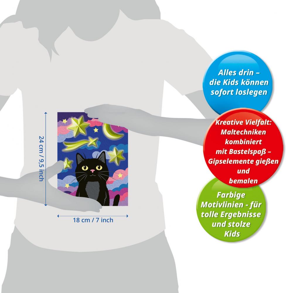 Ravensburger Malen nach Zahlen CREART mit Gips gießen Sternenkatze 12023069
