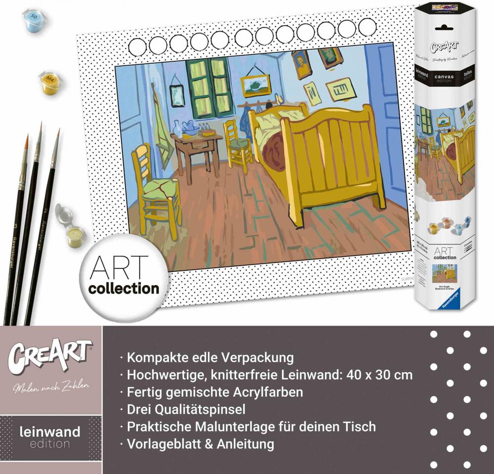 Ravensburger Malen nach Zahlen CREART CANVAS Leinwand Schlafzimmer in Arles Van Gogh 12023097