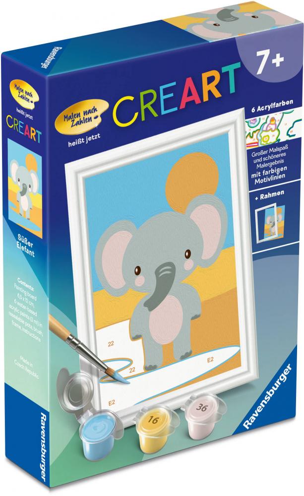 Ravensburger Malen nach Zahlen CREART Serie F Süßer Elefant 12023102 12023102