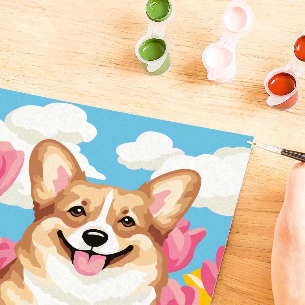 Ravensburger Malen nach Zahlen CREART Serie D Corgi im Blütenmeer 12023129 12023129