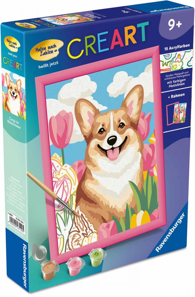 Ravensburger Malen nach Zahlen CREART Serie D Corgi im Blütenmeer 12023129 12023129