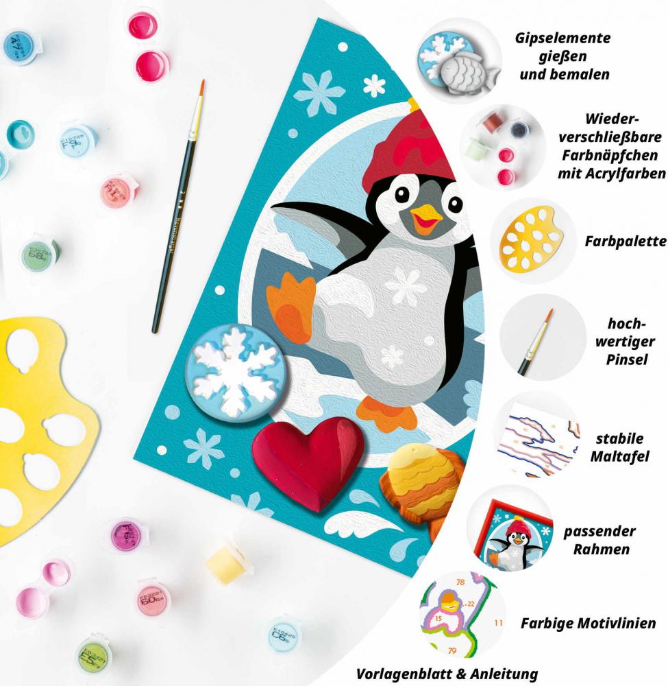 Ravensburger Malen nach Zahlen CREART mit Gips gießen Fröhlicher Pinguin 12023159