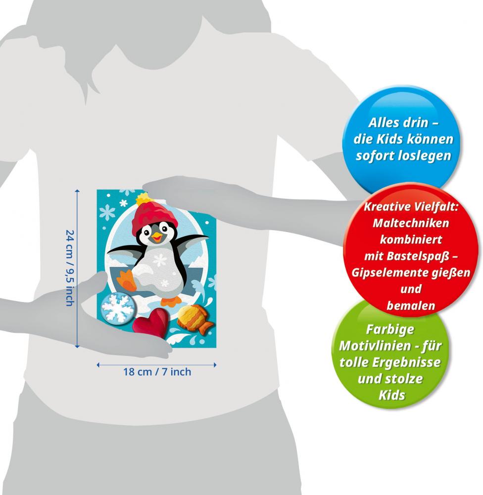 Ravensburger Malen nach Zahlen CREART mit Gips gießen Fröhlicher Pinguin 12023159