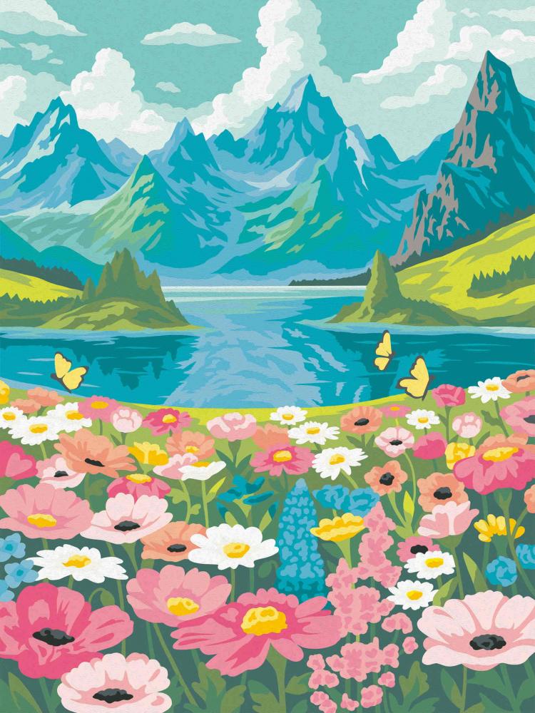 Ravensburger Malen nach Zahlen CREART Premium Serie B Adults Premium Blumenmeer am Bergsee 12023207