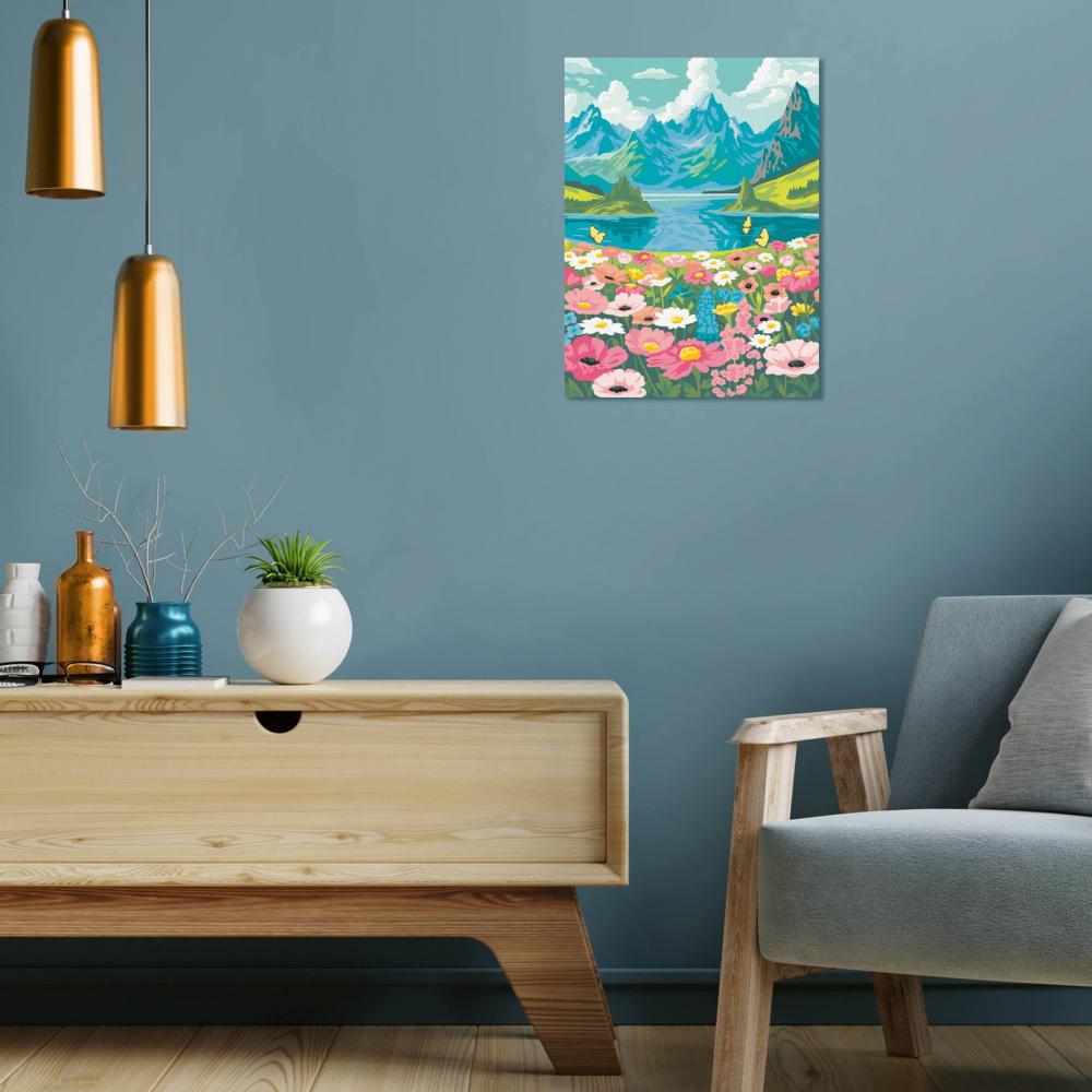 Ravensburger Malen nach Zahlen CREART Premium Serie B Adults Premium Blumenmeer am Bergsee 12023207