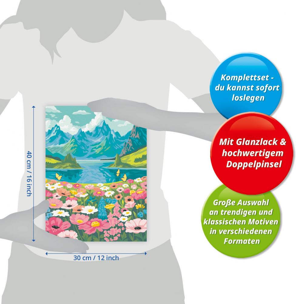 Ravensburger Malen nach Zahlen CREART Premium Serie B Adults Premium Blumenmeer am Bergsee 12023207