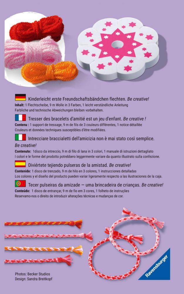 Ravensburger Creation kreative Grundtechniken Meine ersten Kumihimo Freundschaftsbändchen 12028007