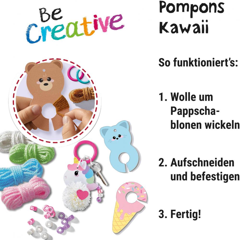 Ravensburger Creation kreative Grundtechniken BeCreative Midi Pompons Kawaii 12028010