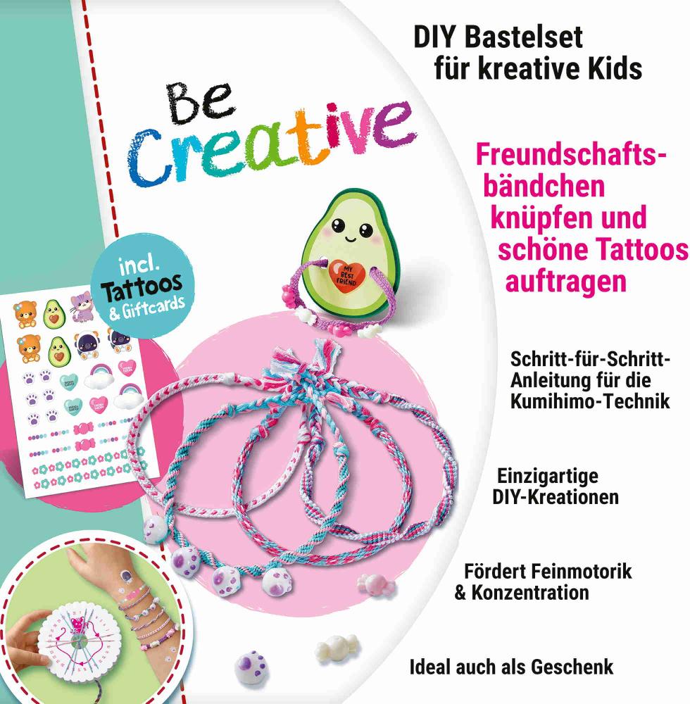 Ravensburger Creation kreative Grundtechnik Freundschaftsbändchen Kumihimo & Tattoos Kawaii 12028011