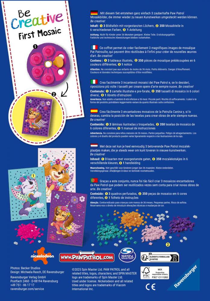 Ravensburger Creation BeCreative Midi Mein erstes Mosaik Paw Patrol 12028012