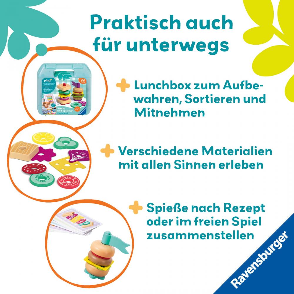 Ravensburger Spielwelt Küche Play+ Steck- und Spiel-Set Fingerfood 12034060