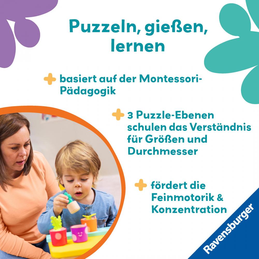 Ravensburger Kleinkindwelt Motorikspielzeug Play+ Puzzle- Spiel-Set Meine kleinen Pflanzen 12034063