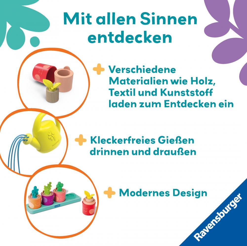 Ravensburger Kleinkindwelt Motorikspielzeug Play+ Puzzle- Spiel-Set Meine kleinen Pflanzen 12034063