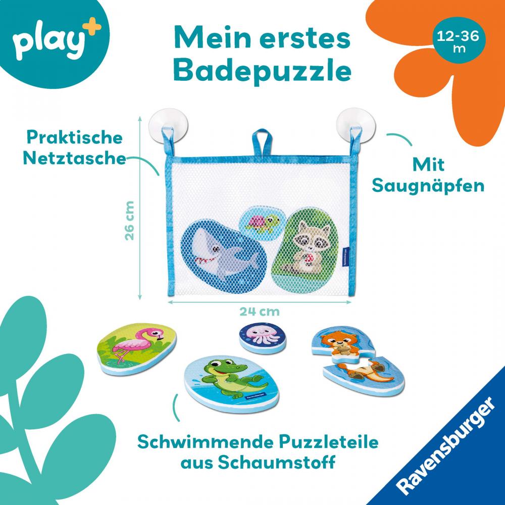 Ravensburger Kleinkindwelt Badewannenspielzeug Play+ Mein erstes Bade-Puzzle Tiere 12034120