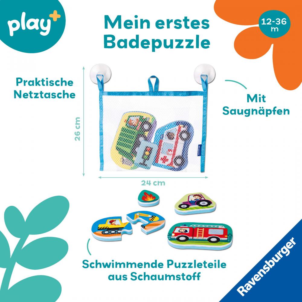 Ravensburger Kleinkindwelt Badewannenspielzeug Play+ Mein erstes Bade-Puzzle Fahrzeuge 12034121