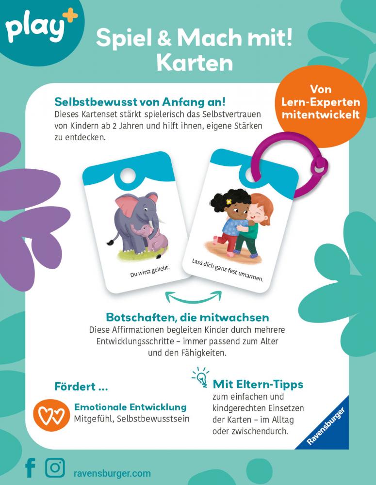 Ravensburger Kleinkindwelt Motorikspielzeug Play+ Karten Du bist toll, so wie du bist 12034154