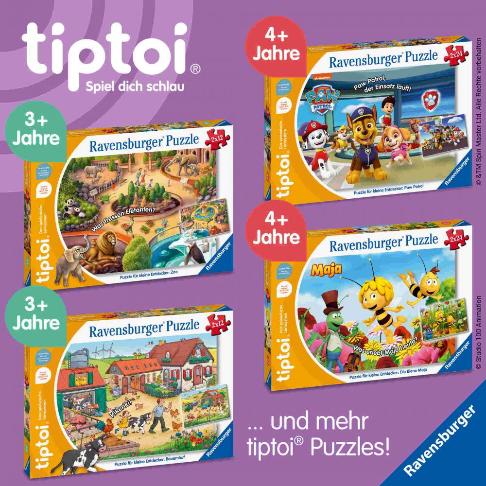 2 x 24 Teile Ravensburger Puzzle tiptoi Puzzeln, Entdecken, Erleben Gabby’s Dollhouse 00236