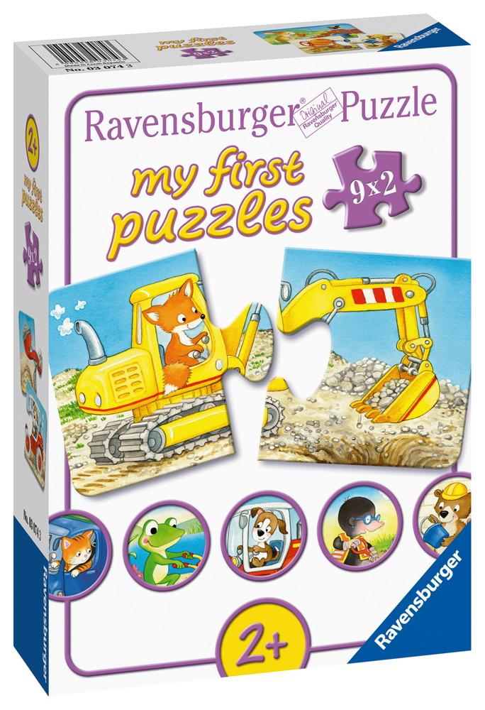 9 x 2 Teile Ravensburger Kinder Puzzle my first puzzles Tierische Baustelle 03074