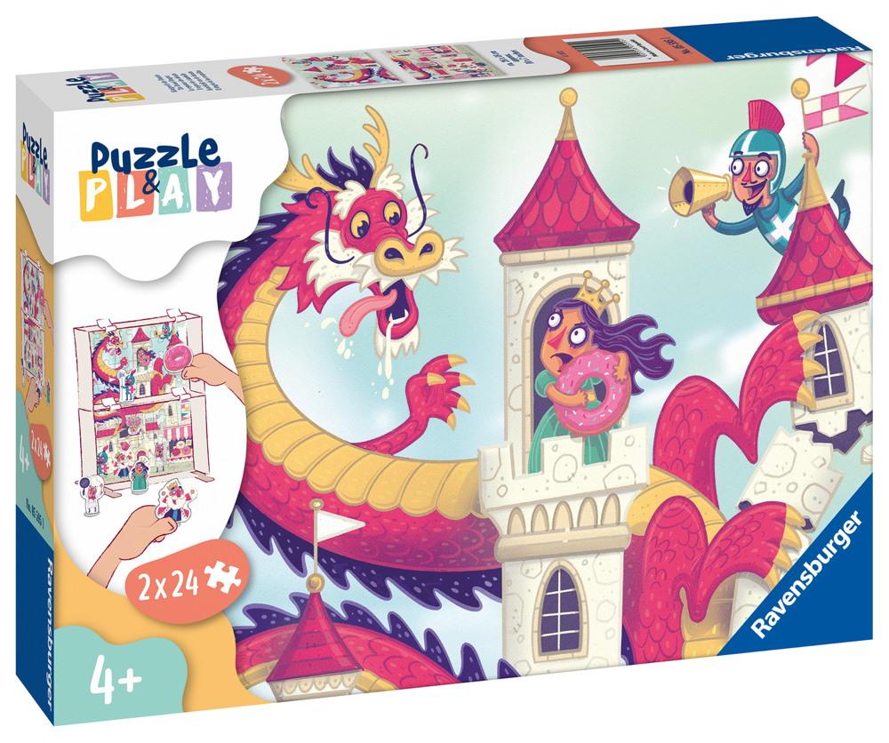 2 x 24 Teile Ravensburger Kinder Puzzle & Play Ritterburg 1 inkl. Spielfiguren 05595