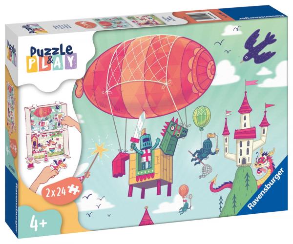 2 x 24 Teile Ravensburger Kinder Puzzle & Play Ritterburg 2 inkl. Spielfiguren 05596