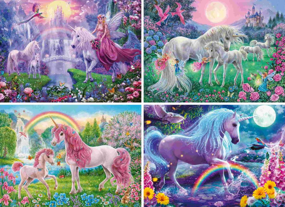 4 x 100 Teile Ravensburger Kinder Puzzle Magische Einhörner 05654
