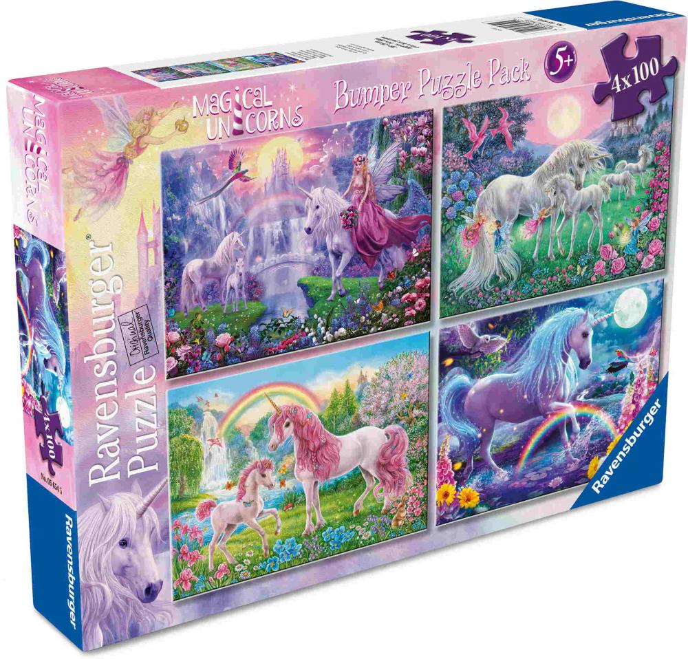 4 x 100 Teile Ravensburger Kinder Puzzle Magische Einhörner 05654