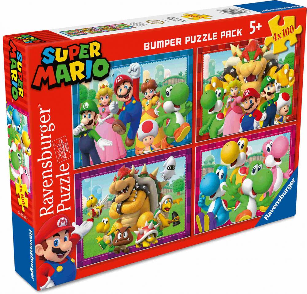 4 x 100 Teile Ravensburger Kinder Puzzle Zeit für Mario! 05689