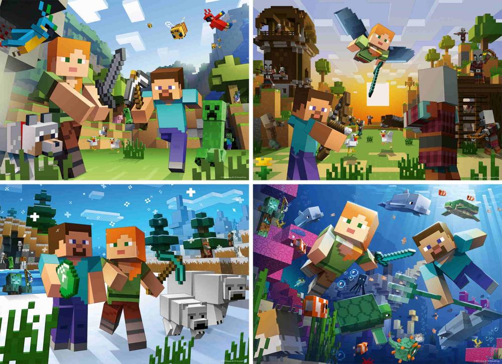 4 x 100 Teile Ravensburger Kinder Puzzle Biome erforschen 05716