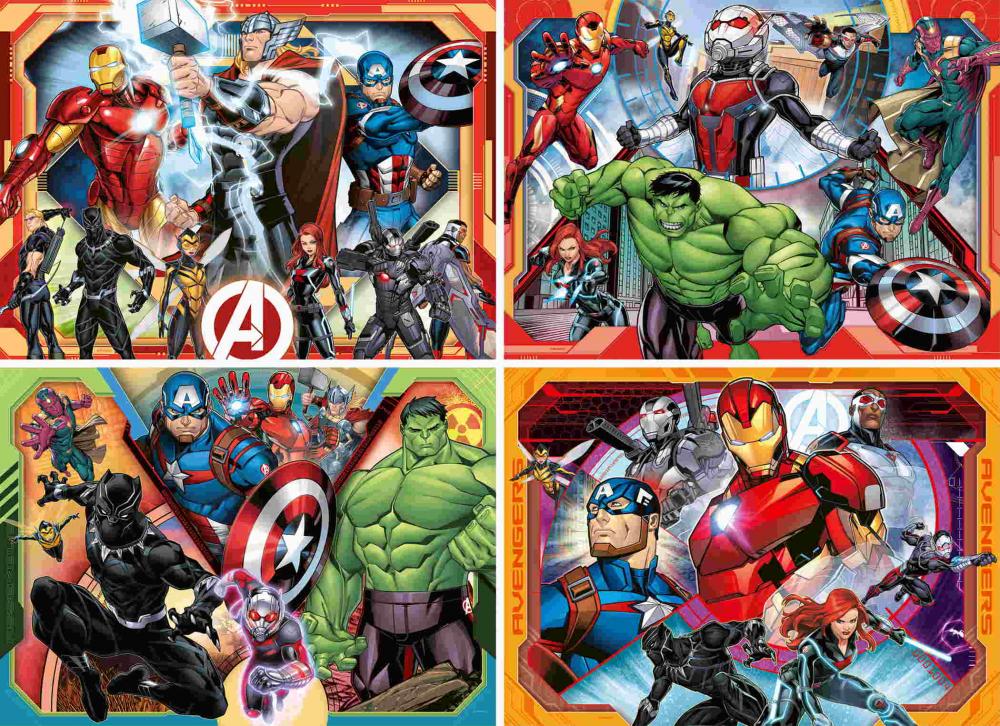 4 x 100 Teile Ravensburger Kinder Puzzle Die mächtigen Avengers 07079
