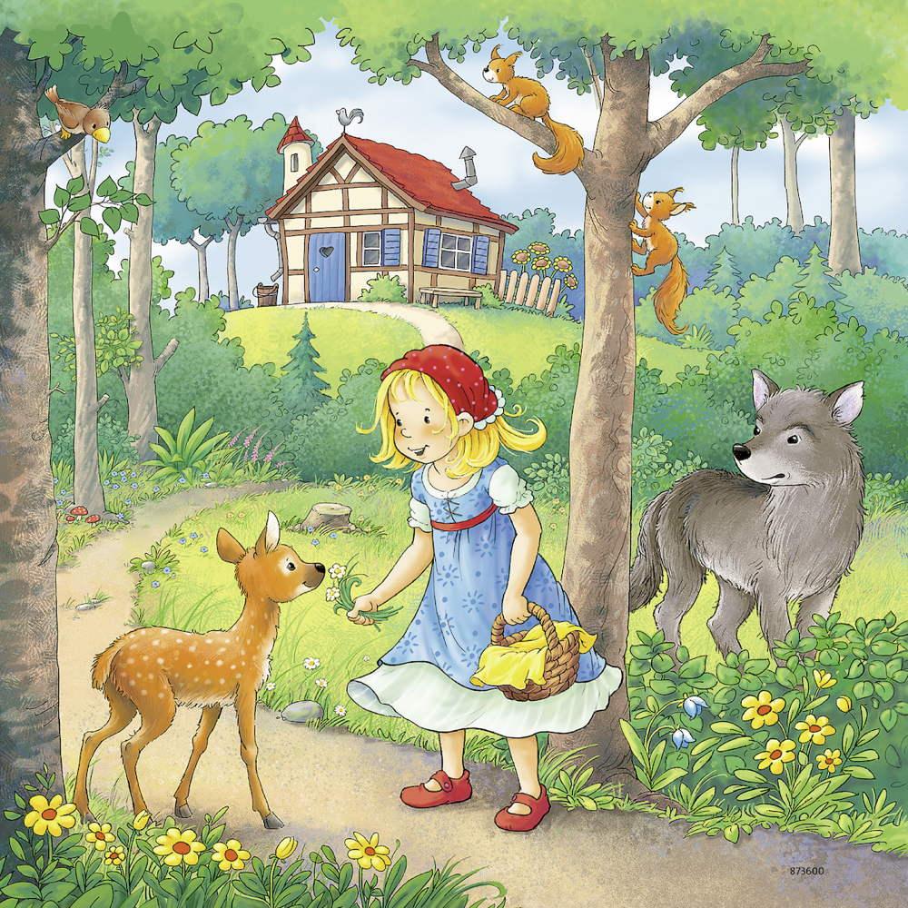 3 x 49 Teile Ravensburger Kinder Puzzle Rapunzel, Rotkäppchen & Froschkönig 08051