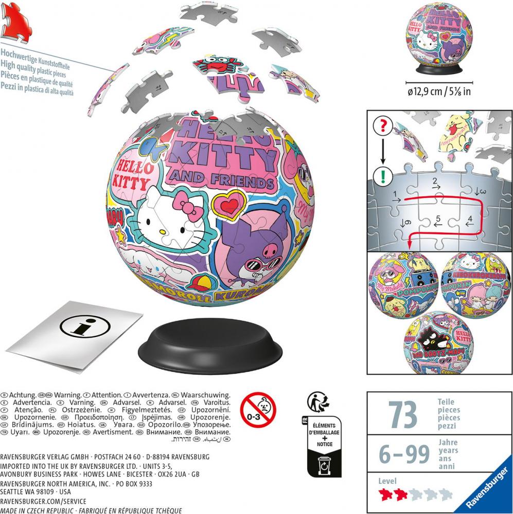 72 Teile Ravensburger 3D Puzzle Ball Hello Kitty and Friends 11630