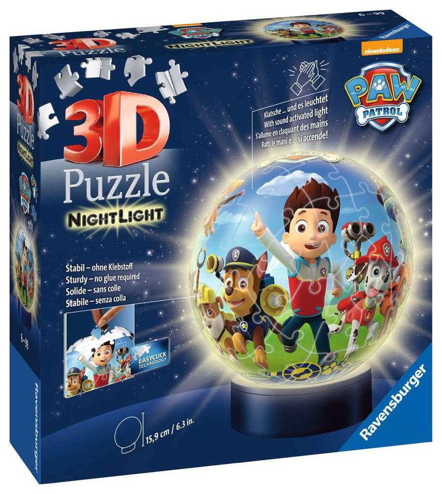72 Teile Ravensburger 3D Puzzle Ball Nachtlicht Paw Patrol 11842