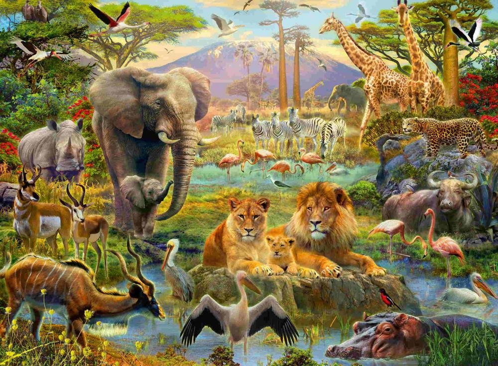 200 Teile Ravensburger Kinder Puzzle XXL Tiere in der Savanne 12891