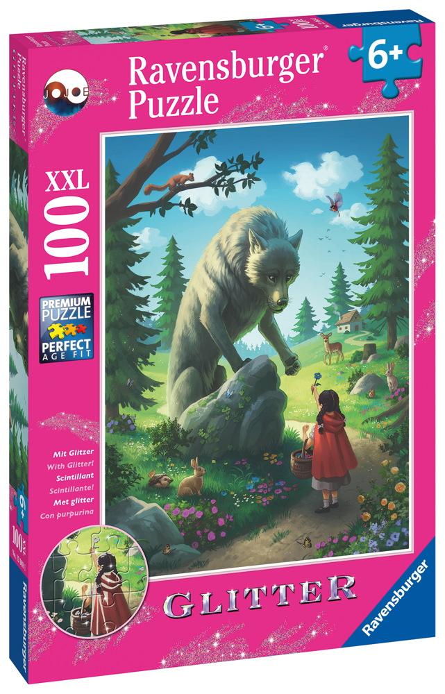 100 Teile Ravensburger Kinder Puzzle XXL Glitter Rotkäppchen und der Wolf 12988