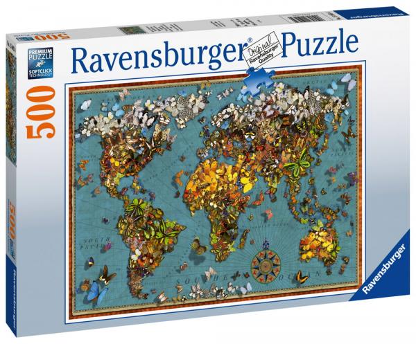 500 Teile Ravensburger Puzzle Antike Schmetterling Weltkarte 15043