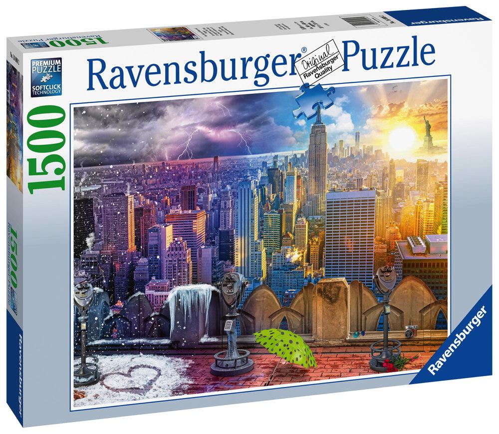 1500 Teile Ravensburger Puzzle New York im Winter und Sommer 16008