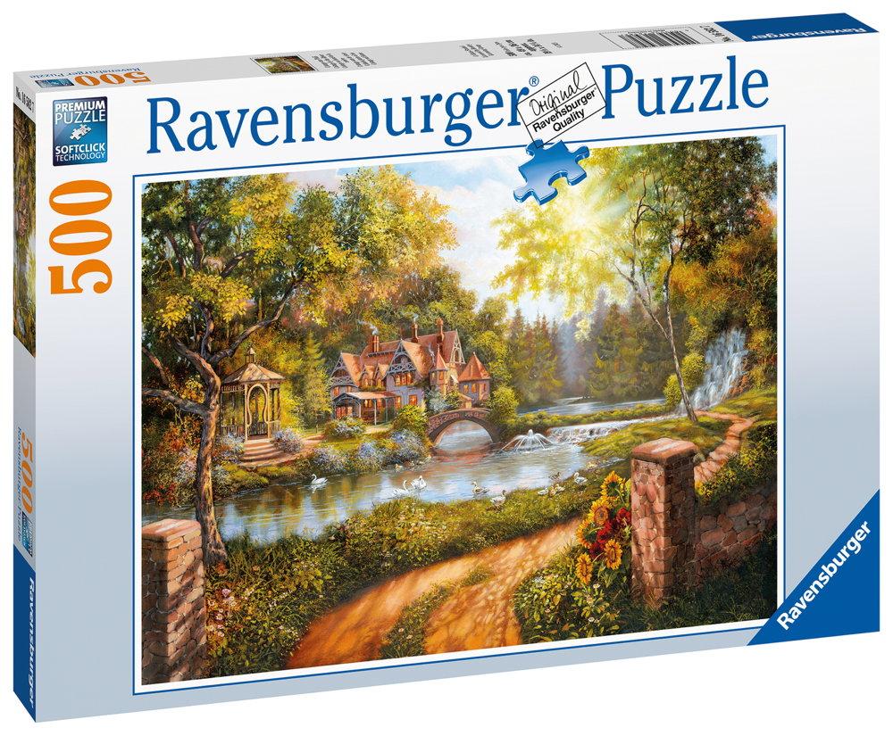 500 Teile Ravensburger Puzzle Cottage am Fluss 16582