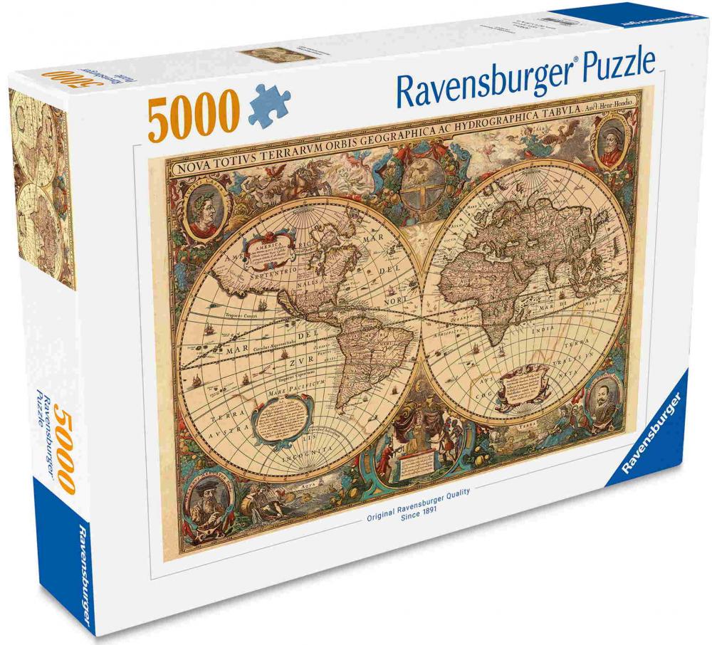 5000 Teile Ravensburger Puzzle Historische Weltkarte, Henricus Hondius 1630 17411
