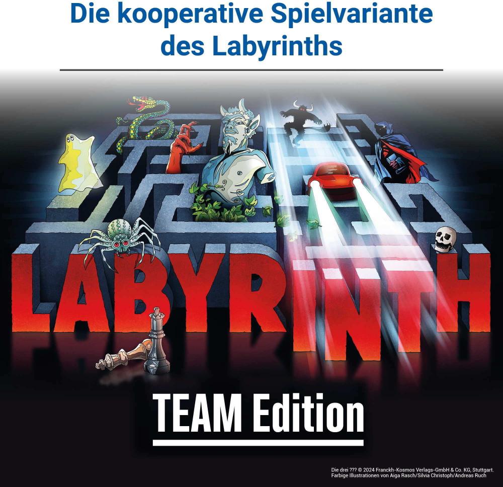 Ravensburger Familienspiel Such- und Schiebespiel Die drei ??? Labyrinth - Team Edition 22685