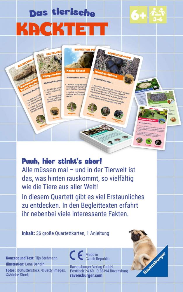 Ravensburger Mitbringspiel Kartenspiel Das tierische Kacktett 23050