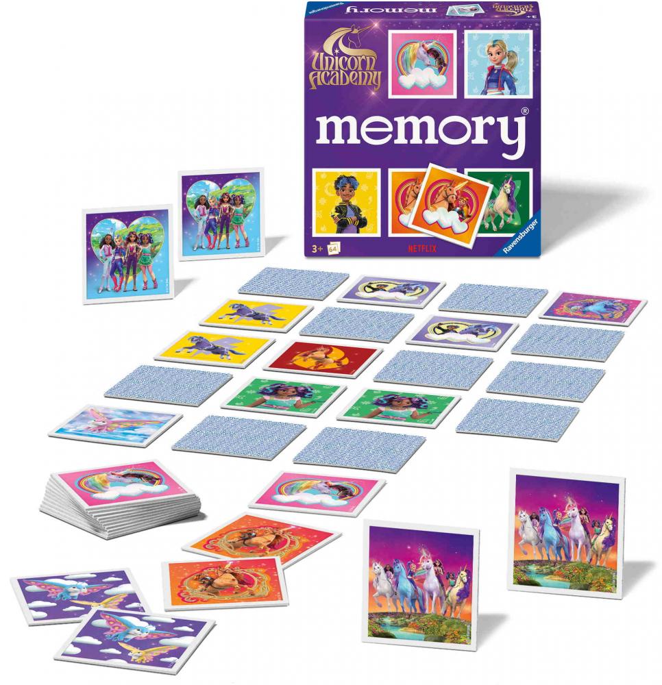 64 Karten Ravensburger Kinderspiel Kartenlegespiel memory Unicorn Academy 24778