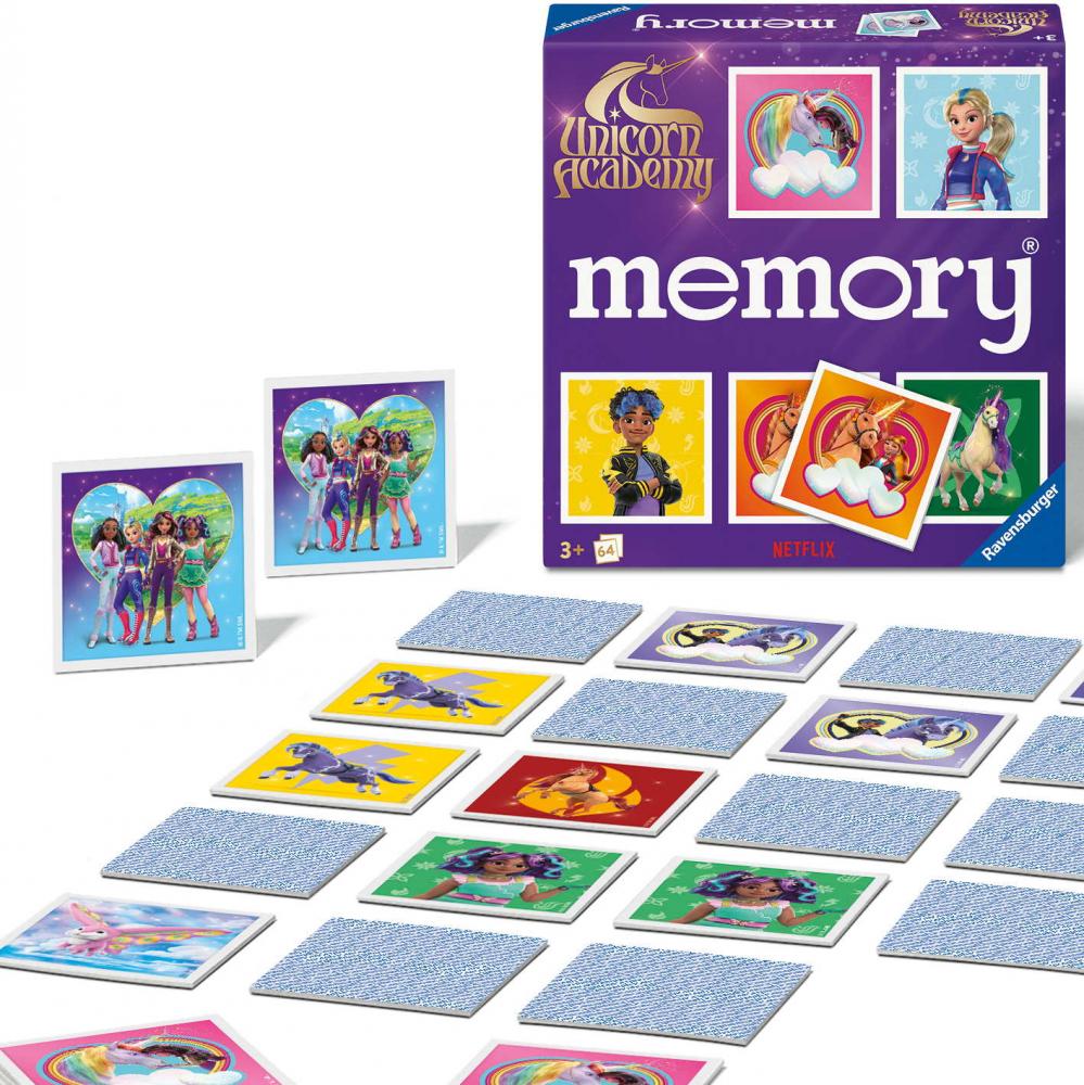 64 Karten Ravensburger Kinderspiel Kartenlegespiel memory Unicorn Academy 24778