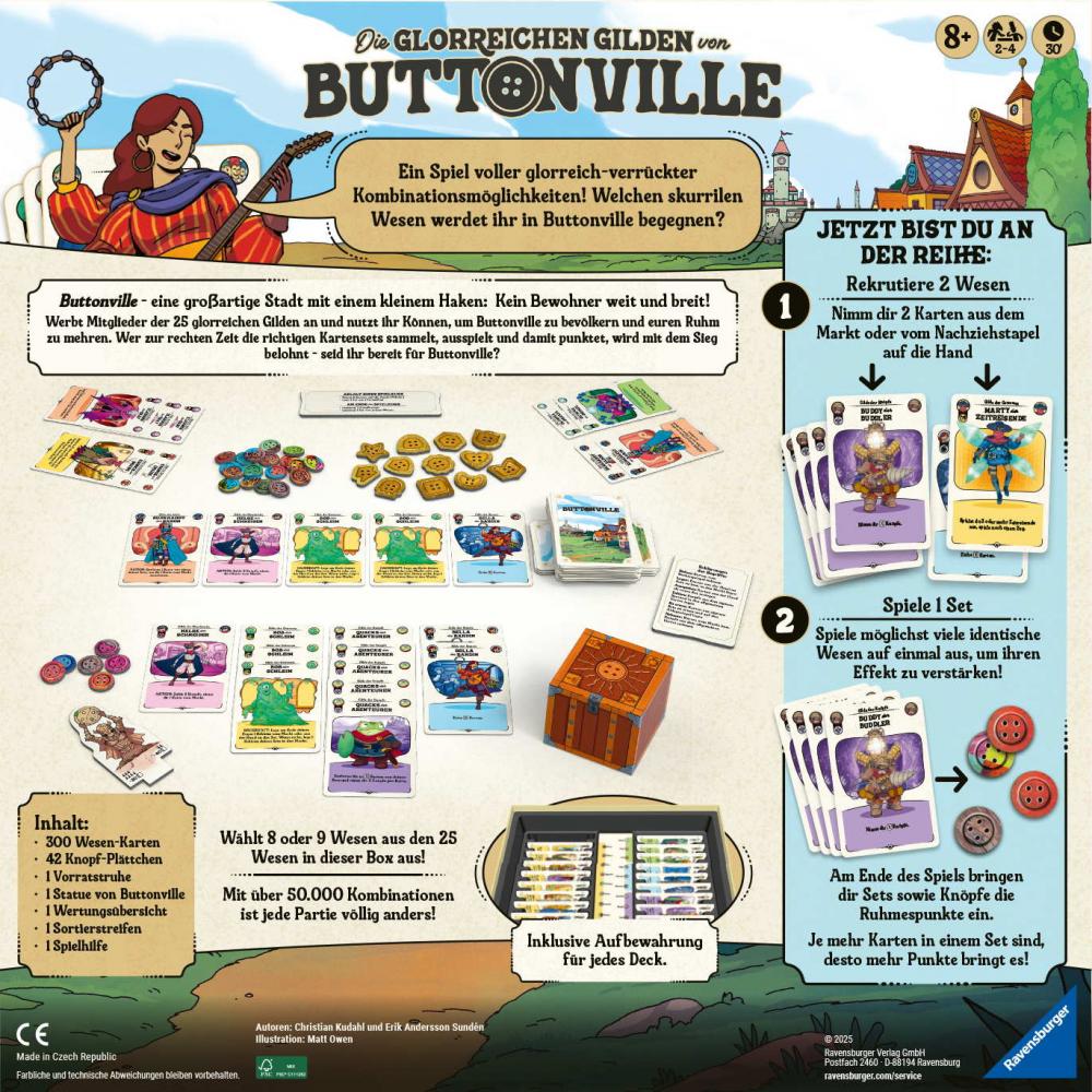 Ravensburger Familienspiel Strategiespiel Die glorreichen Gilden von BUTTONVILLE 24783