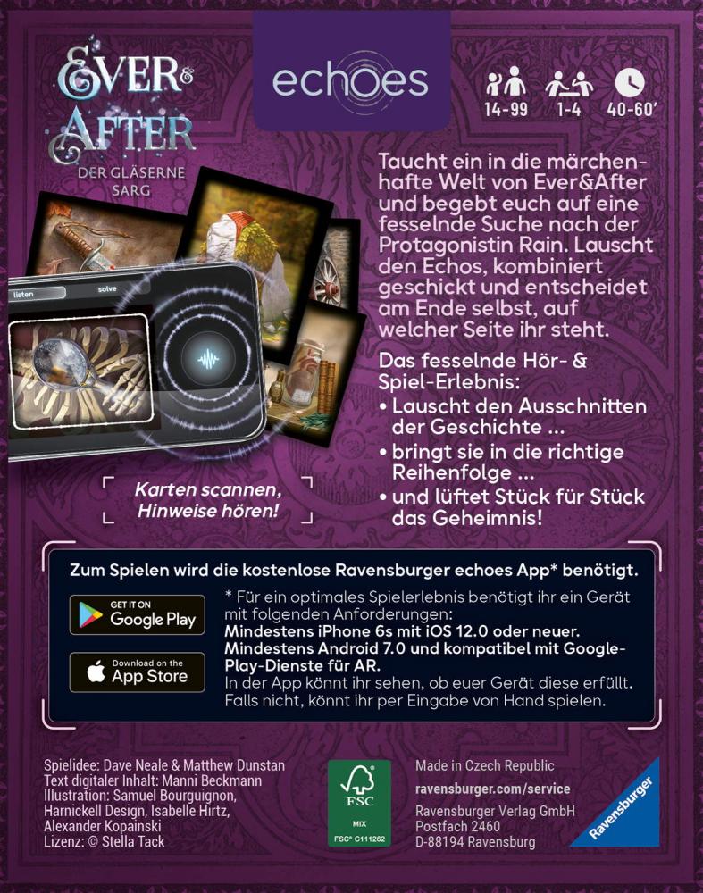 Ravensburger Familienspiel Audiospiel echoes Ever & After Der gläserne Sarg 24850
