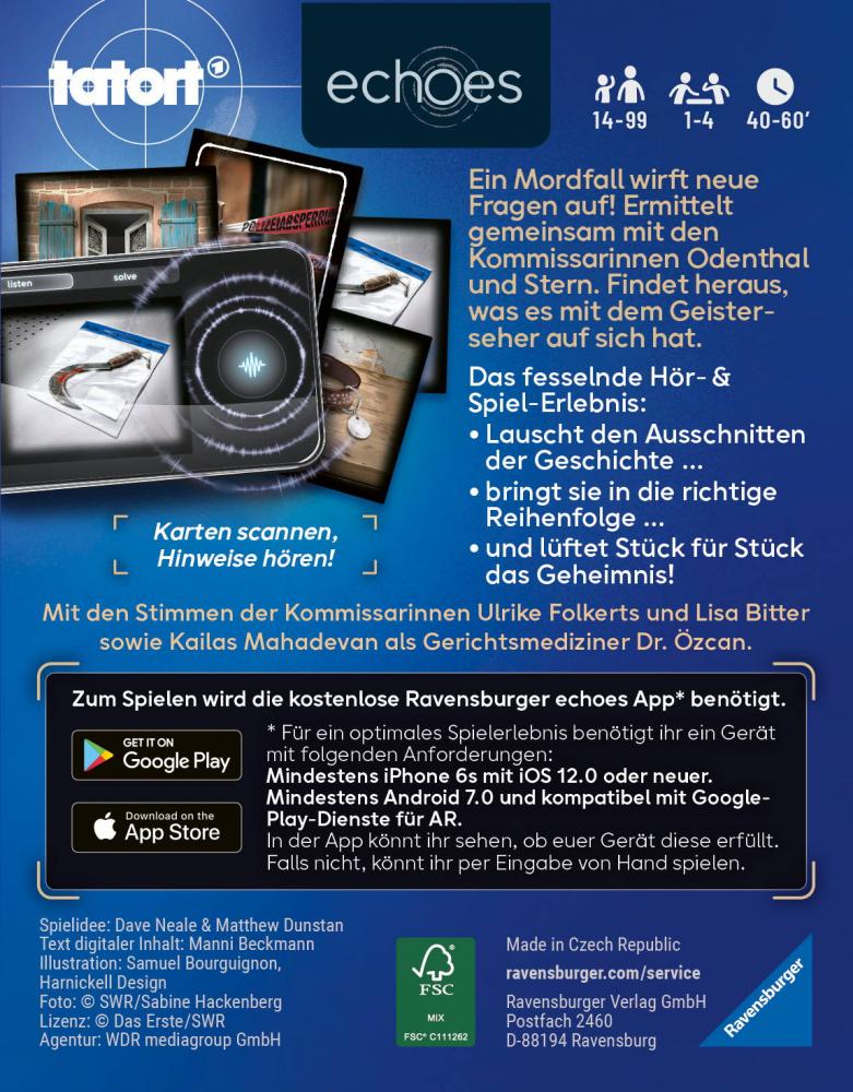 Ravensburger Familienspiel Audiospiel echoes Tatort Der Geisterseher 24860
