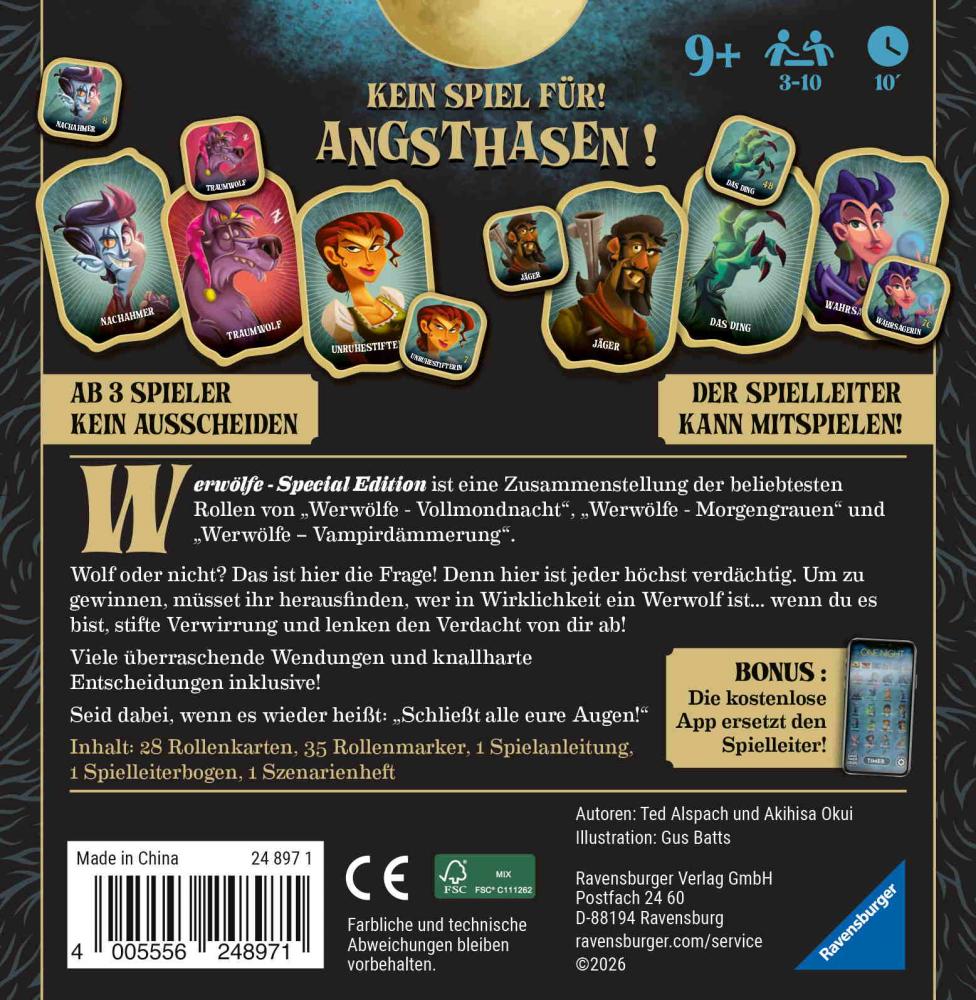 Ravensburger Reise- & Kompaktspiel Die flotten Kleinen Bluffspiel Werwölfe - Special Edition 24897