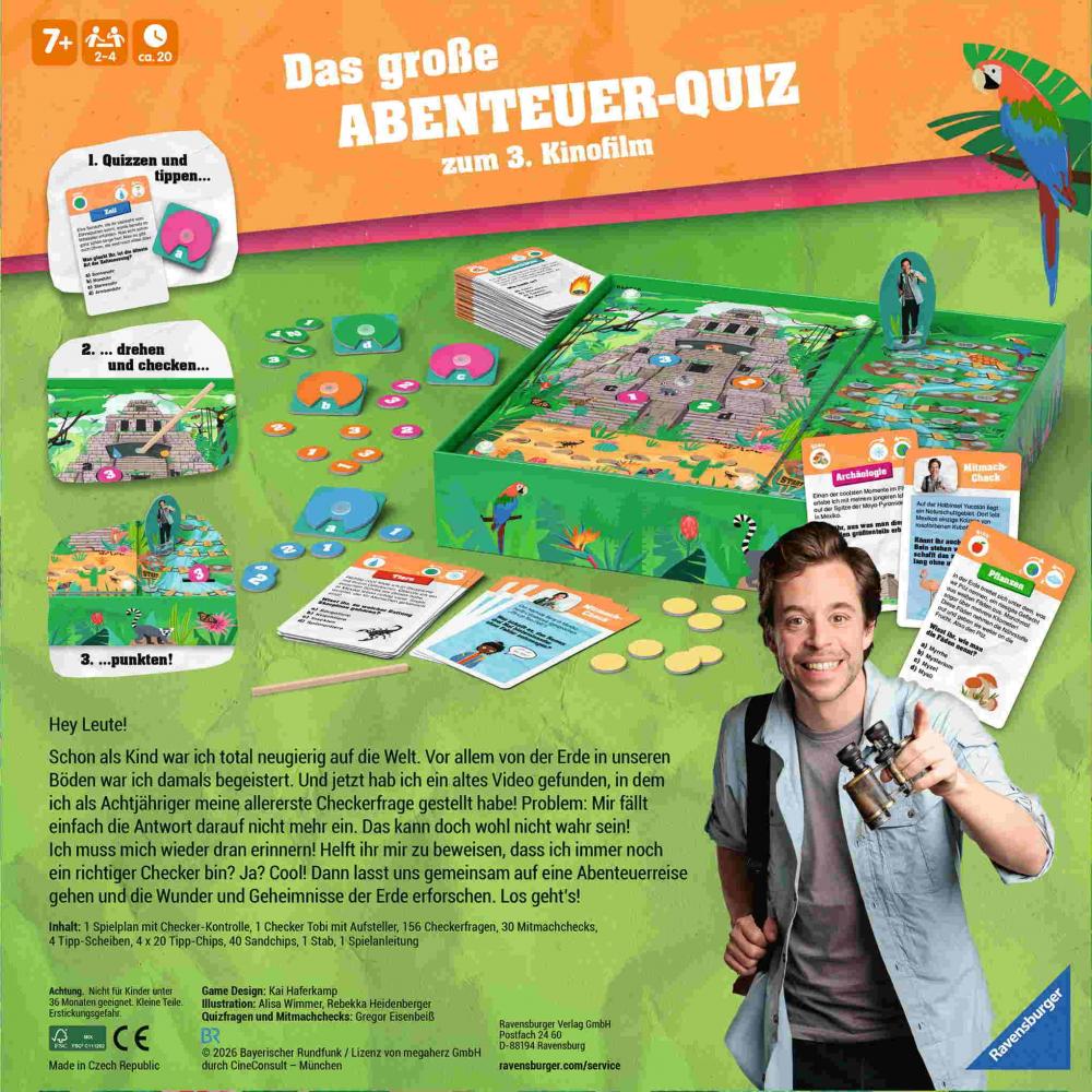 64 Karten Ravensburger Kinderspiel Checker Tobi - Das große Abenteuer-Quiz 24904